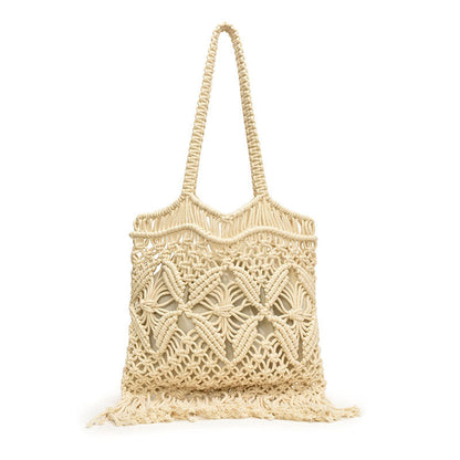 Tassel Hollow Out Woven Shoulder Bag