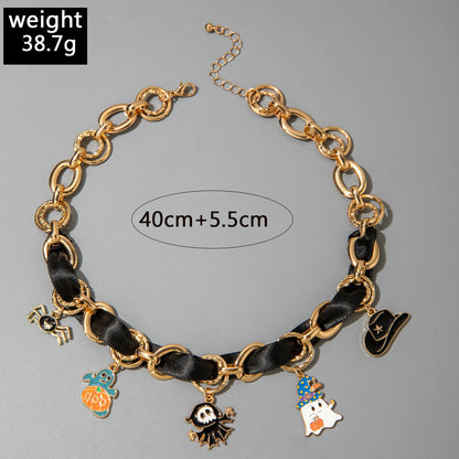 Chain Patchwork Dripping Ghost Halloween Choker
