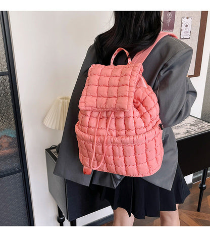 Solid Color Puffer Plaid Lightweight Shoulder Bag