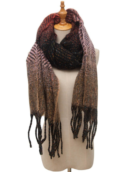 Gradient Color Tassel Soft Scarves