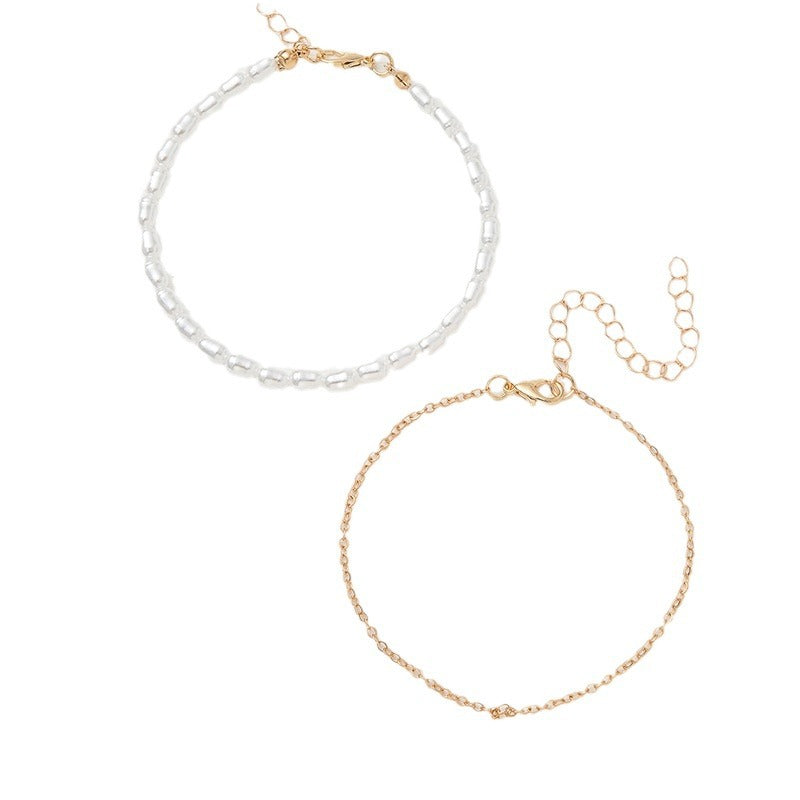 Simple Multi-Layer Pearl Anklet