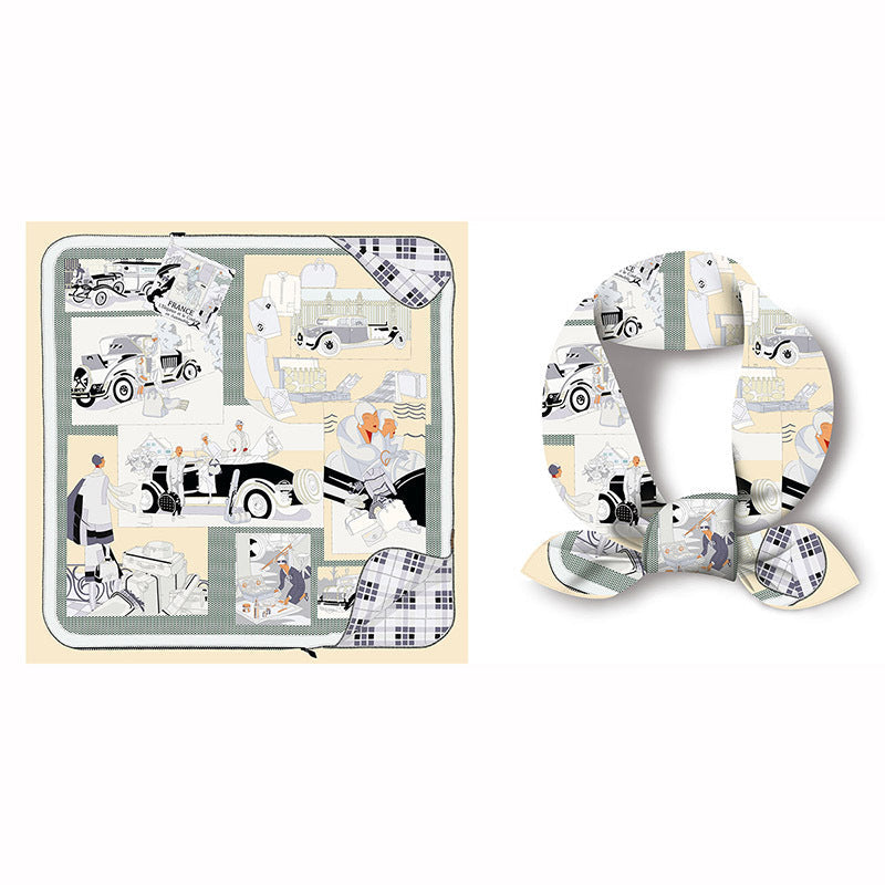 Colorful Tropical Print Square Silk Scarf