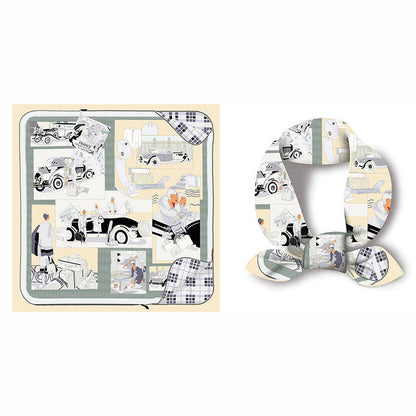 Colorful Tropical Print Square Silk Scarf