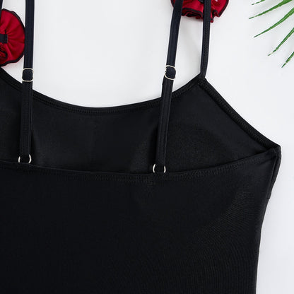 Flower Spaghetti Swimwear Ruffle Skirt Cover