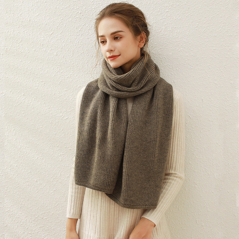 Solid Color Ribbed Simple Knit Scarve
