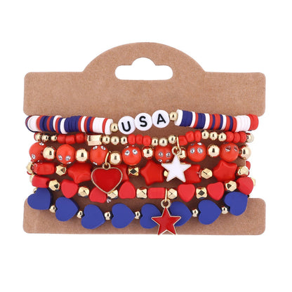 American Flag Multi-Layered Beaded Bracelet