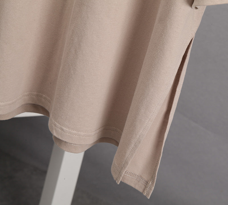 Casual Split Loose Round Neck Short Sleeves Top