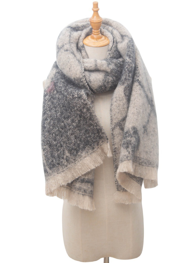 Contrasct Color Floral Print Scarves