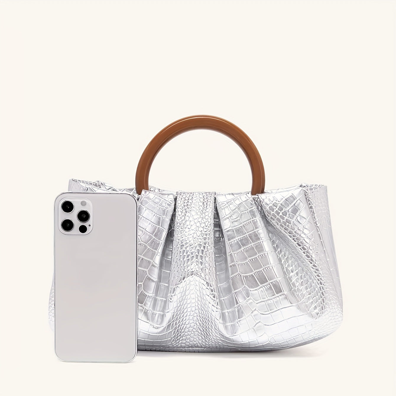 Stylish Ruched Cloud Round Handle Evening Handbag