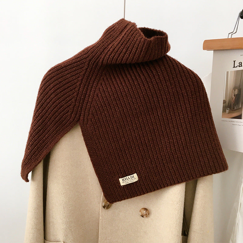 Solid Color Pullover High Neck Knitted Scarf