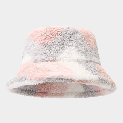 Cute Color Contrast Faux Sherpa Bucket Hat