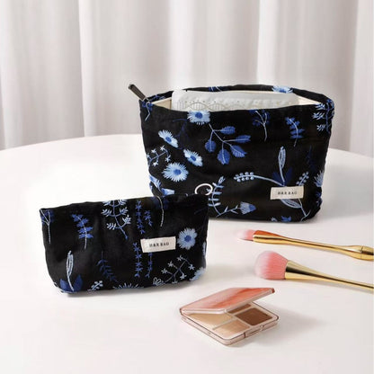 Cute Embroidered Floral Cosmetic Pouch