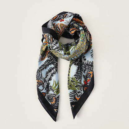 Elegant Print Square Satin Scarf