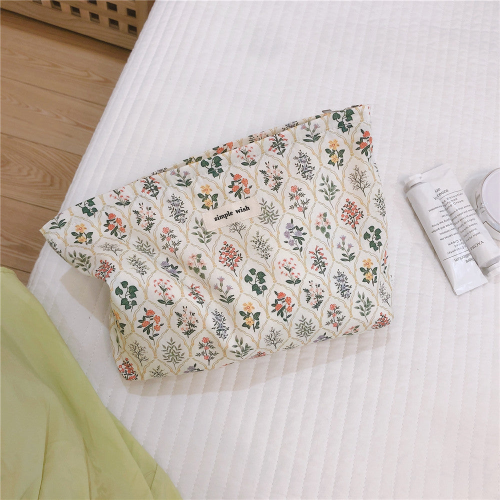 Flower Print Large Capacity Cosmetic Bag