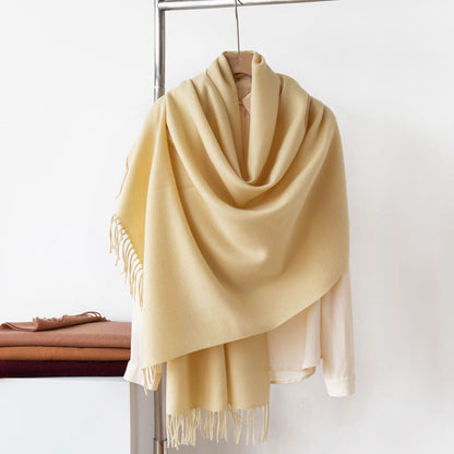 Simple Solid Color Fringed Winter Scarf
