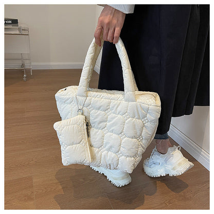 Simple Solid Color Large Capacity Tote Bag