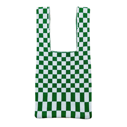 20+ Colorful Plaid Color Block Knit Handbag