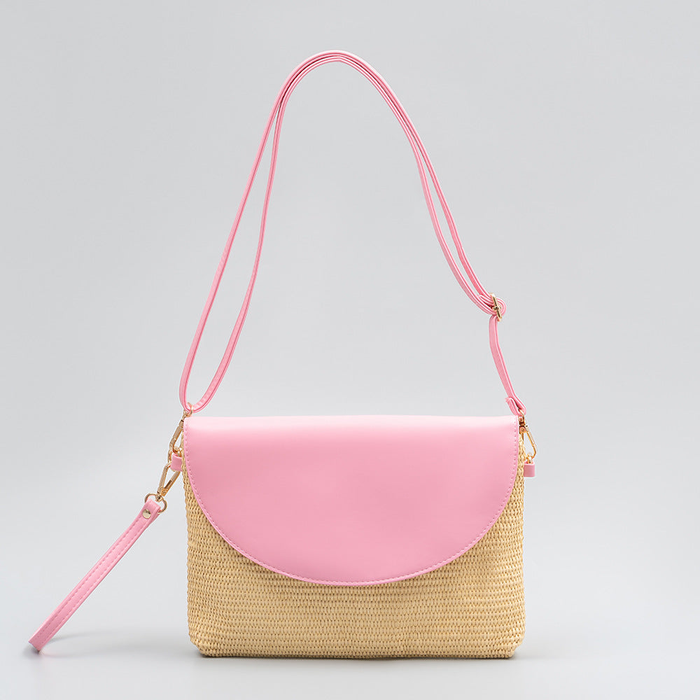 Woven Contrast Color Shoulder Bags