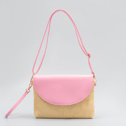 Woven Contrast Color Shoulder Bags