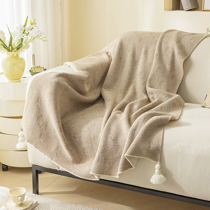 Elegant Floral Print Knit Soft Throw Blanket