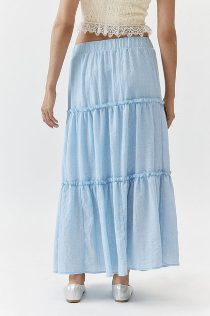 Chic Splice Pleated Lace Maxi Skirt