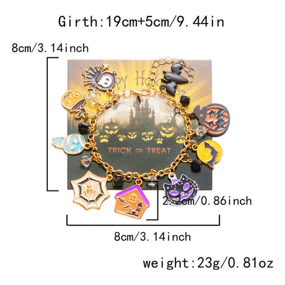 Cute Pumpkin Ghost Halloween Charm Bracelet