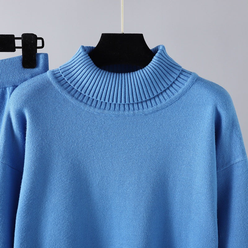 2+Solid Color High Collar Knit Sets