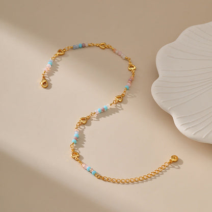 Colorful Beads Love Chain&Link Anklets