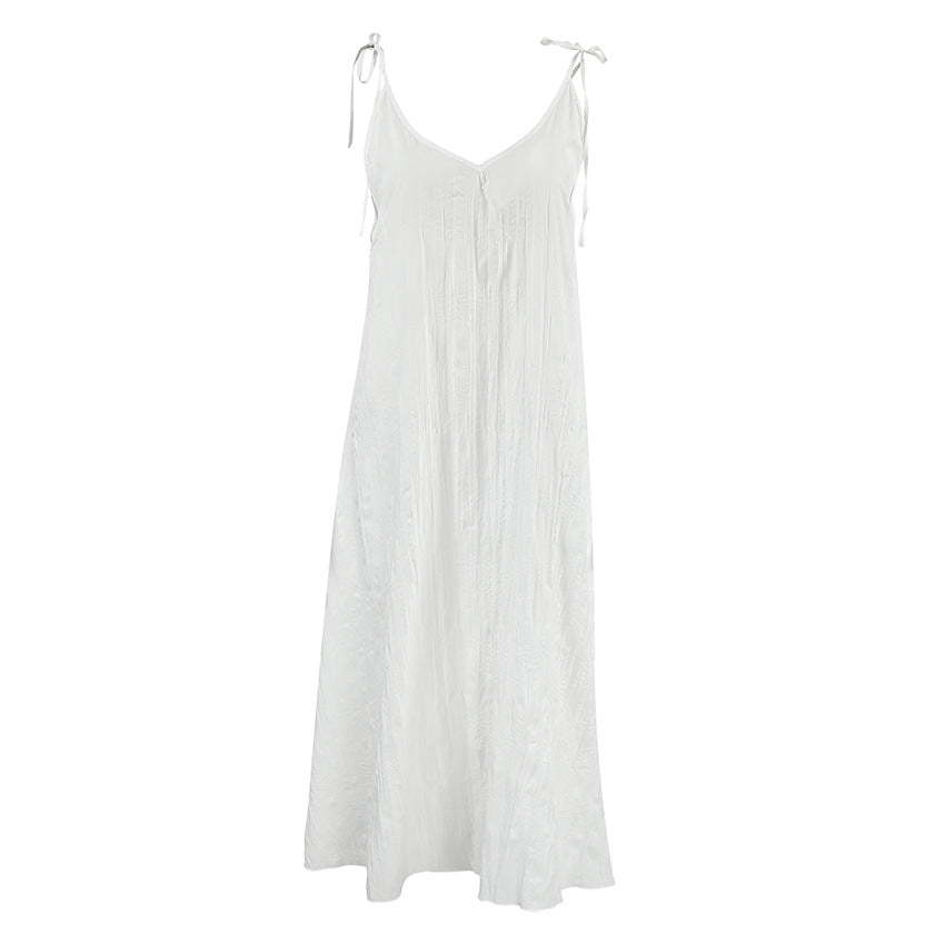 V-Neck Casual String Shoulder Sleepwear Dress
