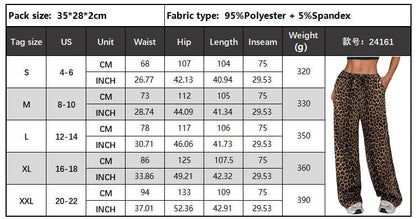 Leopard Low Waist Casual Straight Pants