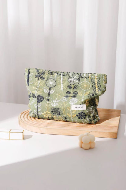Cute Floral Cotton Embroidered Makeup Bag