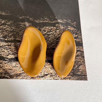 Irregular Geometric Drip Glaze Stud Earrings