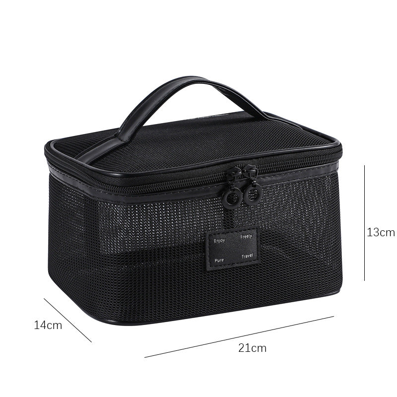 Solid Color Mesh Large Capacity Make Up Bags
