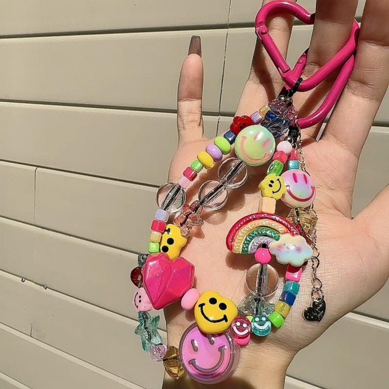 Minimalist Colorful Smile Beaded Bag Charm