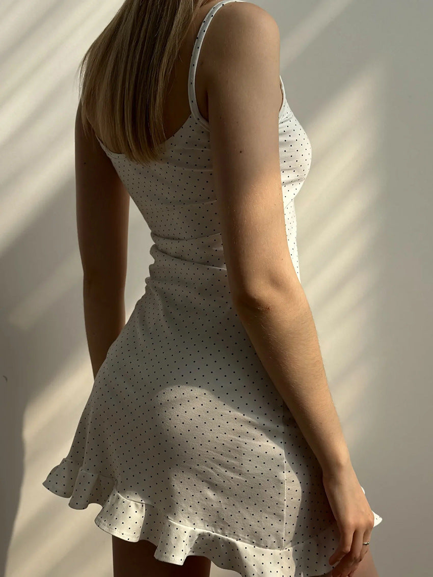 Polka Dot Spaghetti Knit Loungewear Nightwear