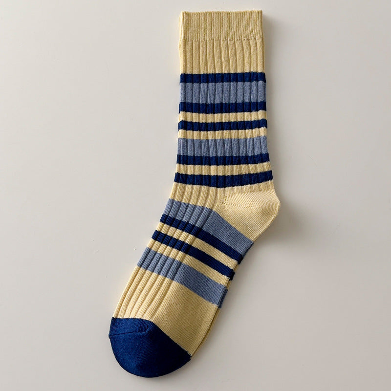 Striped Color Block Simple Ribbed Socks