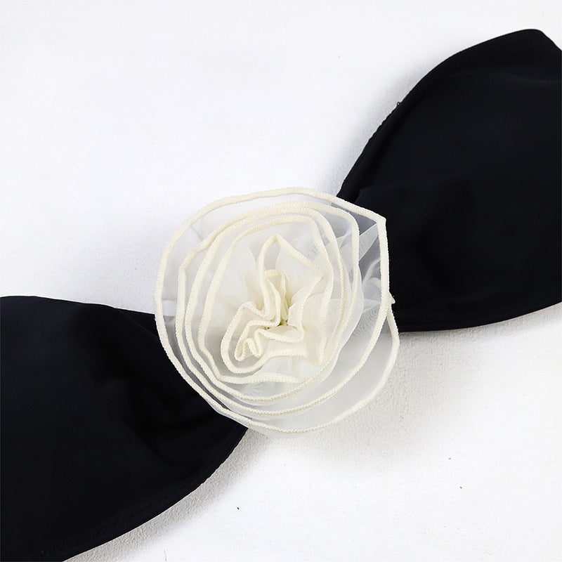 Flower Strapless Bikini High Waist Triangle Swimwear