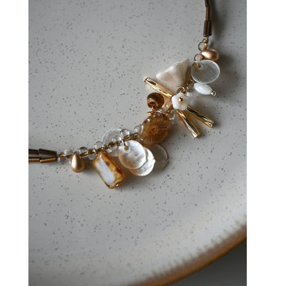 Vintage Double Layered Flower Beads Choker Necklace