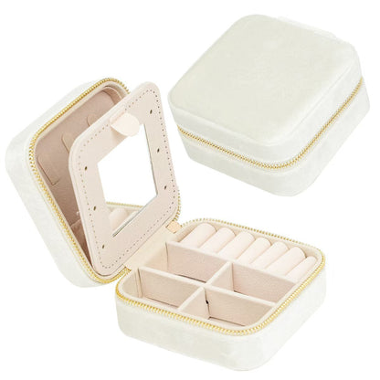 Plushed Simple Solid Color Zipper Jewelry Case
