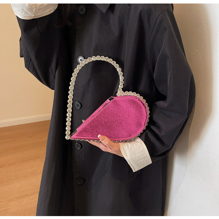 Love Shaped Rhinestone Elegant Party Handbag