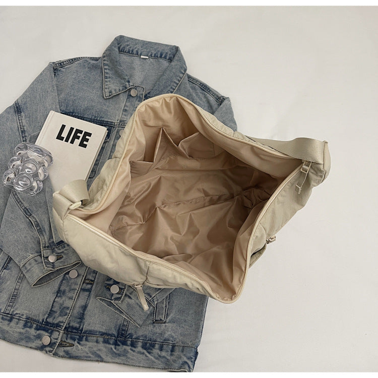 Casual Solid Color Nylon Shoulder Bag