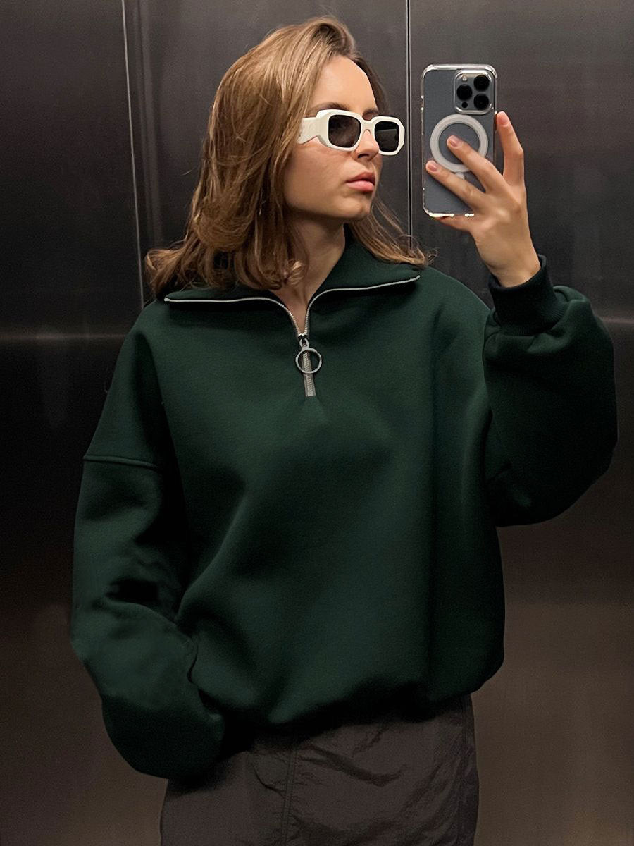 Loose Lapel Zipper Hoodie