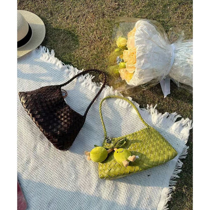 Vintage Woven Beach Tote Shoulder Bag