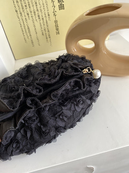 Flower Lace Pearl Cosmetic Bag