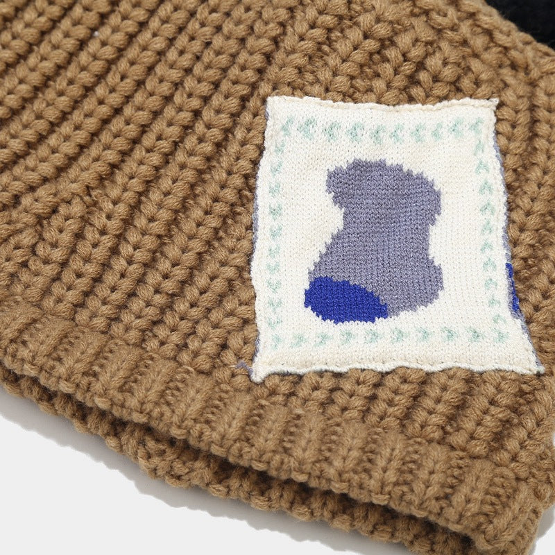 Patch Pattern Crochet Knit Bucket Hat