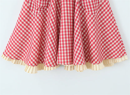 Sweet Halter Sleeveless Plaid Midi Dress