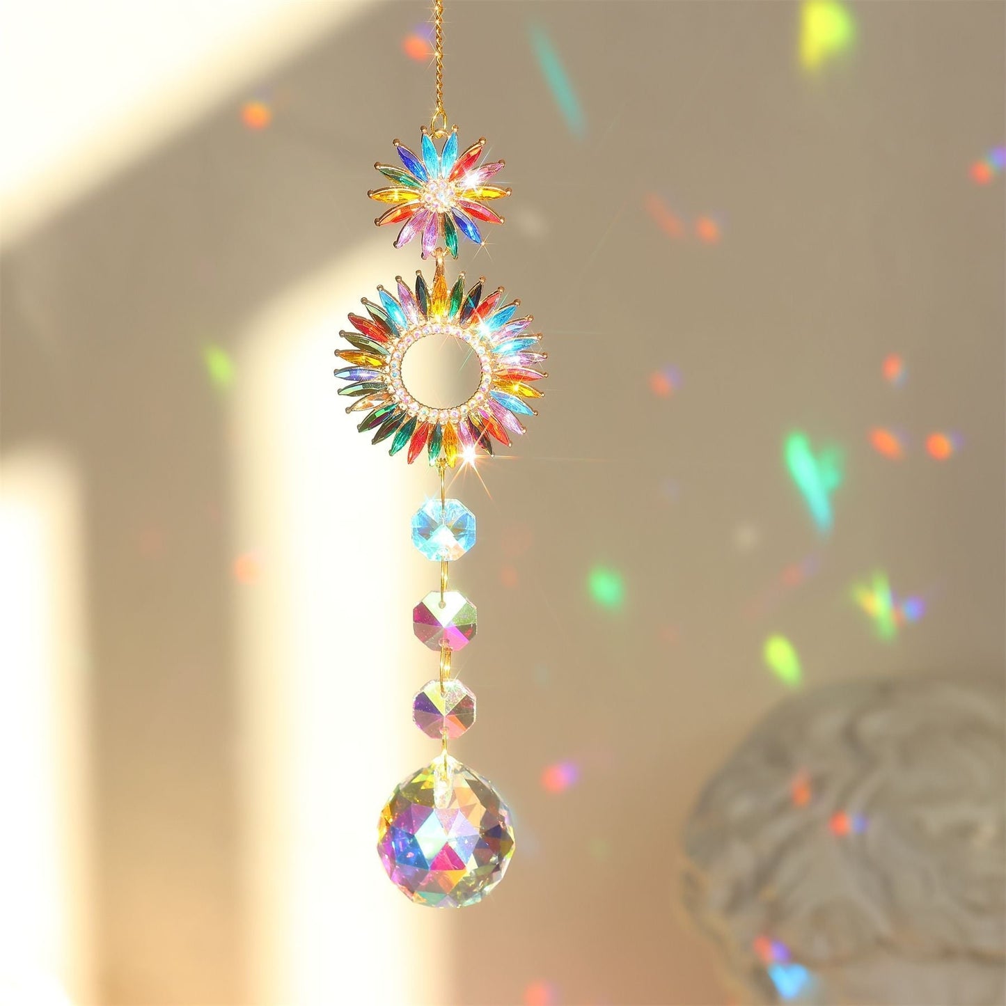 3+ Colorful Crystal Suncatcher Hanging