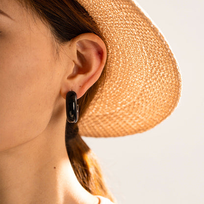 Gold Plated Stainless Steel Hollow C Hoop Earrings