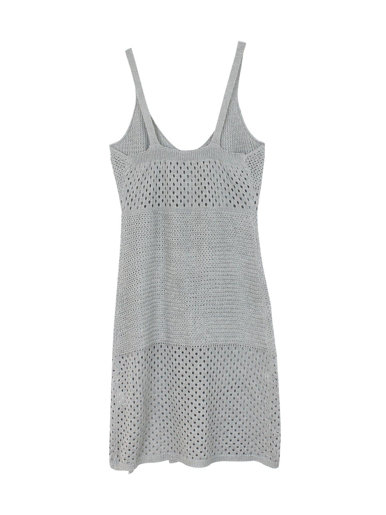 Solid Color Hollow Out Knitted Midi Dress