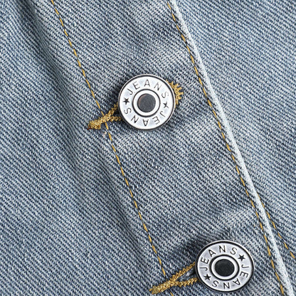 Button Down Strapless Denim Tube Tops